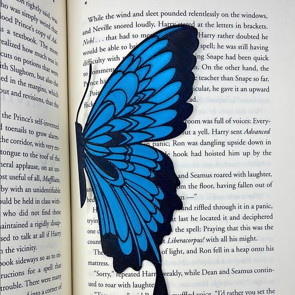 Blue 3D Printed Butterfly Bookmark - Picture 1 of 4